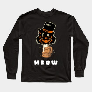 cat beer, cat drinking beer, beer cat, drinking cat, beer, cat, beer drinking gift, drinking animal Long Sleeve T-Shirt